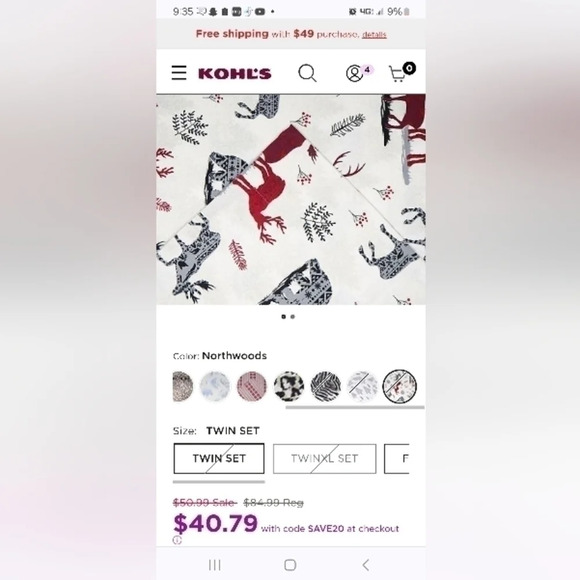 Point Haven Super Soft Flannel Twin Sheet Set Northwoods Bear Moose Deer Pattern - Picture 8 of 9